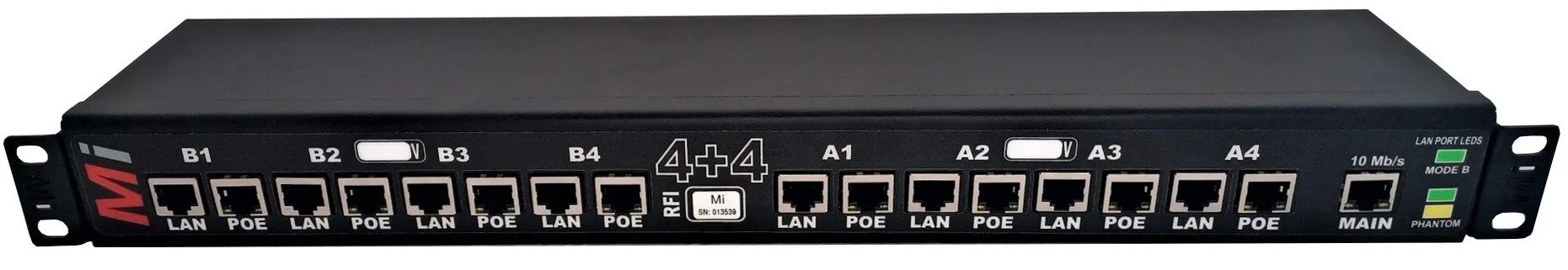 Micro Instruments - 8 Channel Gigabit POE Injector with a remote management Ethernet Port